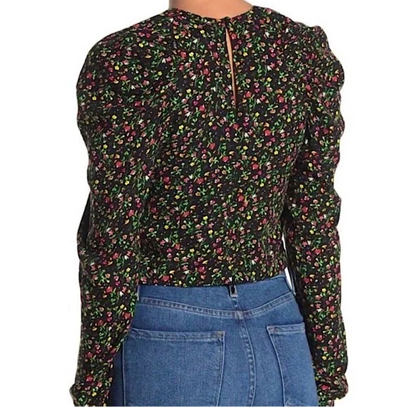 AFRM X NORDSTROM Spring Garden Ditsy puff sleeve cropped blouse - Picture 3 of 16